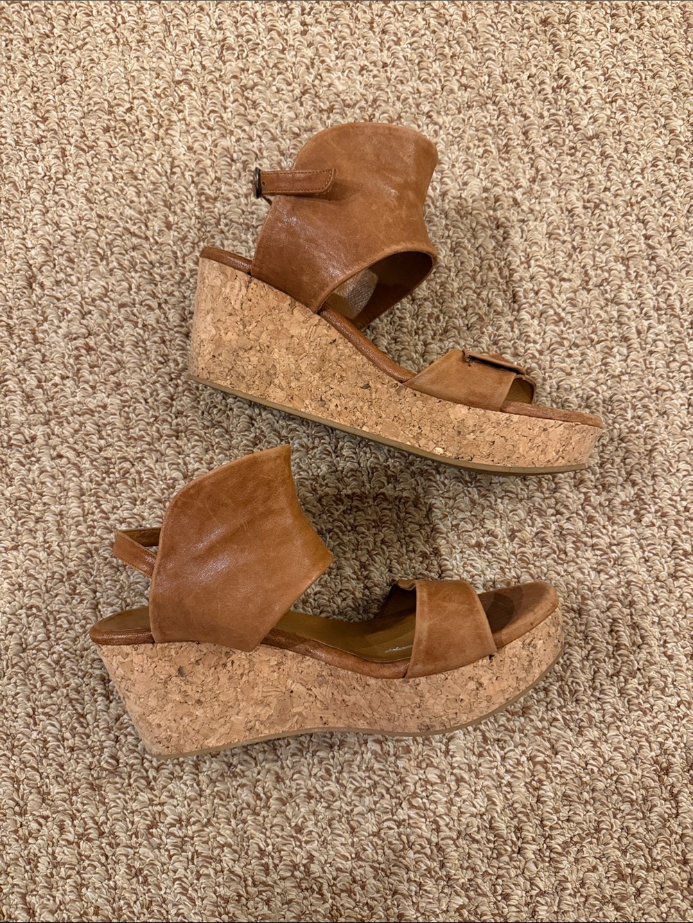 Coclico Leather Cork Wedge Sandals